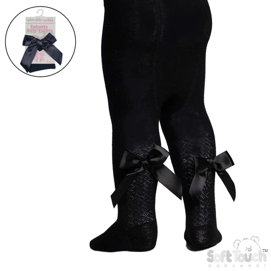 Girls Black Bow Tights