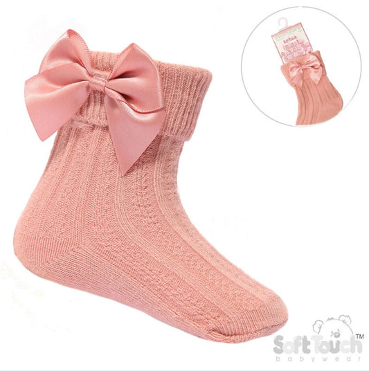 Girls Pink Ankle Bow Socks