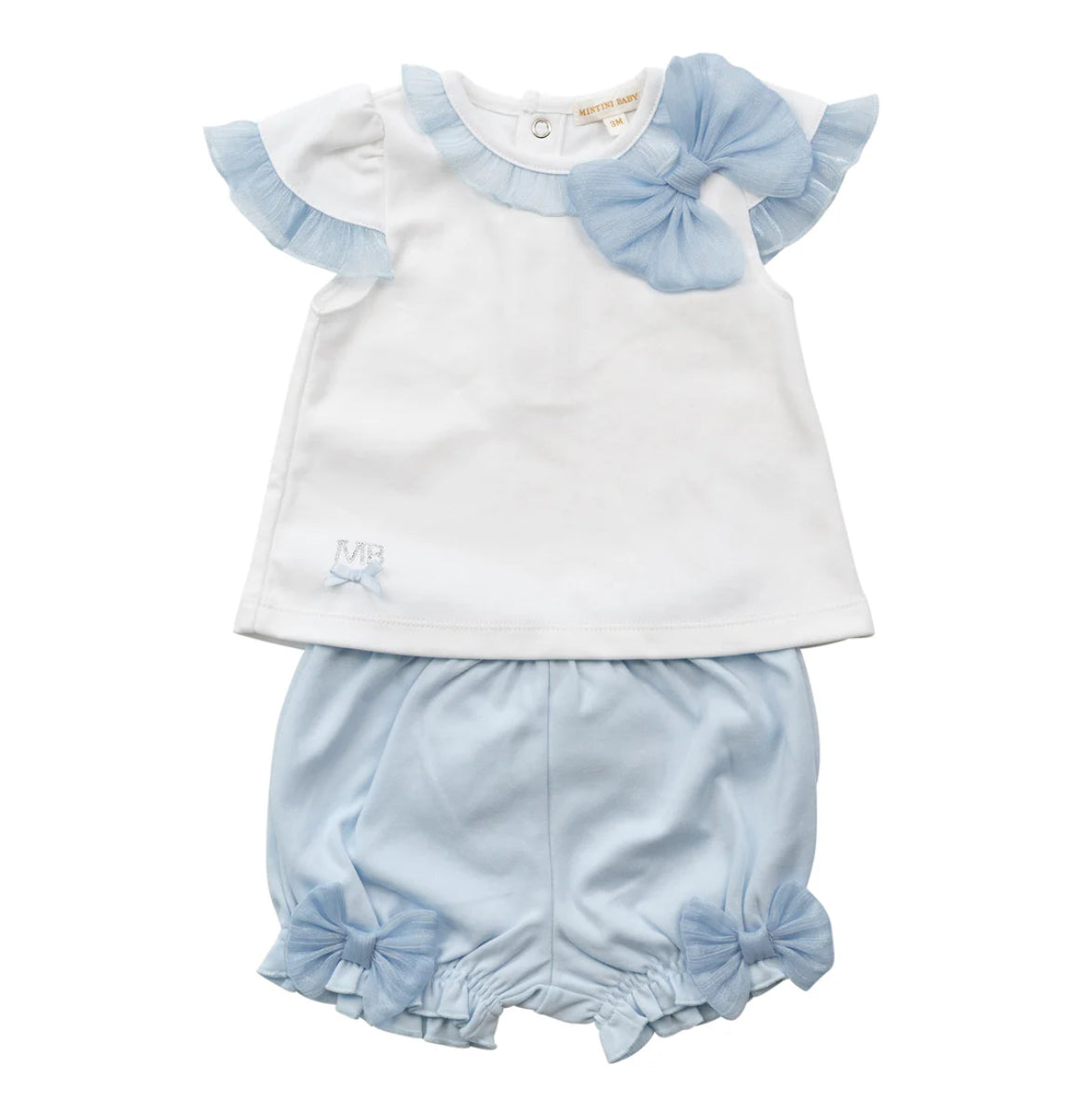 Mintini Top & Bloomer-White/Blue-Pre Order