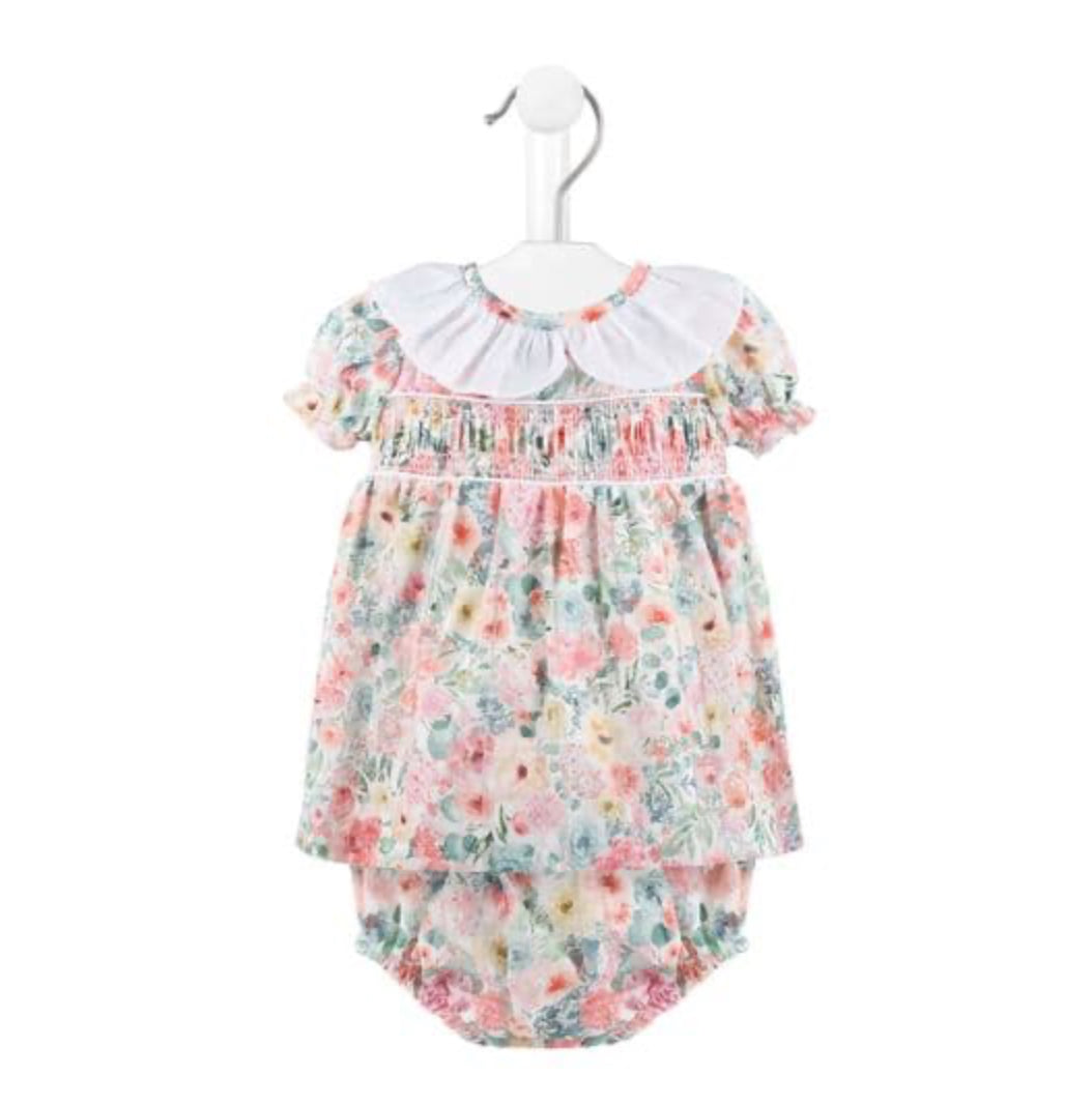 Dandelion Girls Floral Woven Dress/Pants/Bow & Collar - Coral