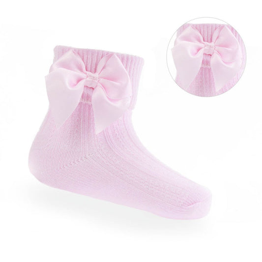 Girls Pink Ankle Bow Socks