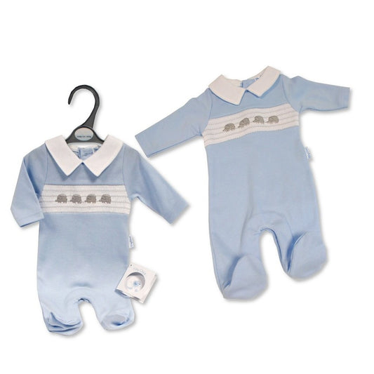 Premature Baby Boys Smocked Sleepsuit