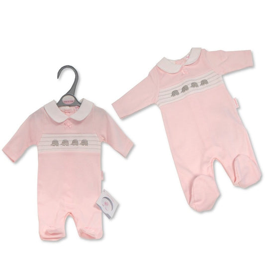 Premature Baby Girls Smocked Sleepsuit