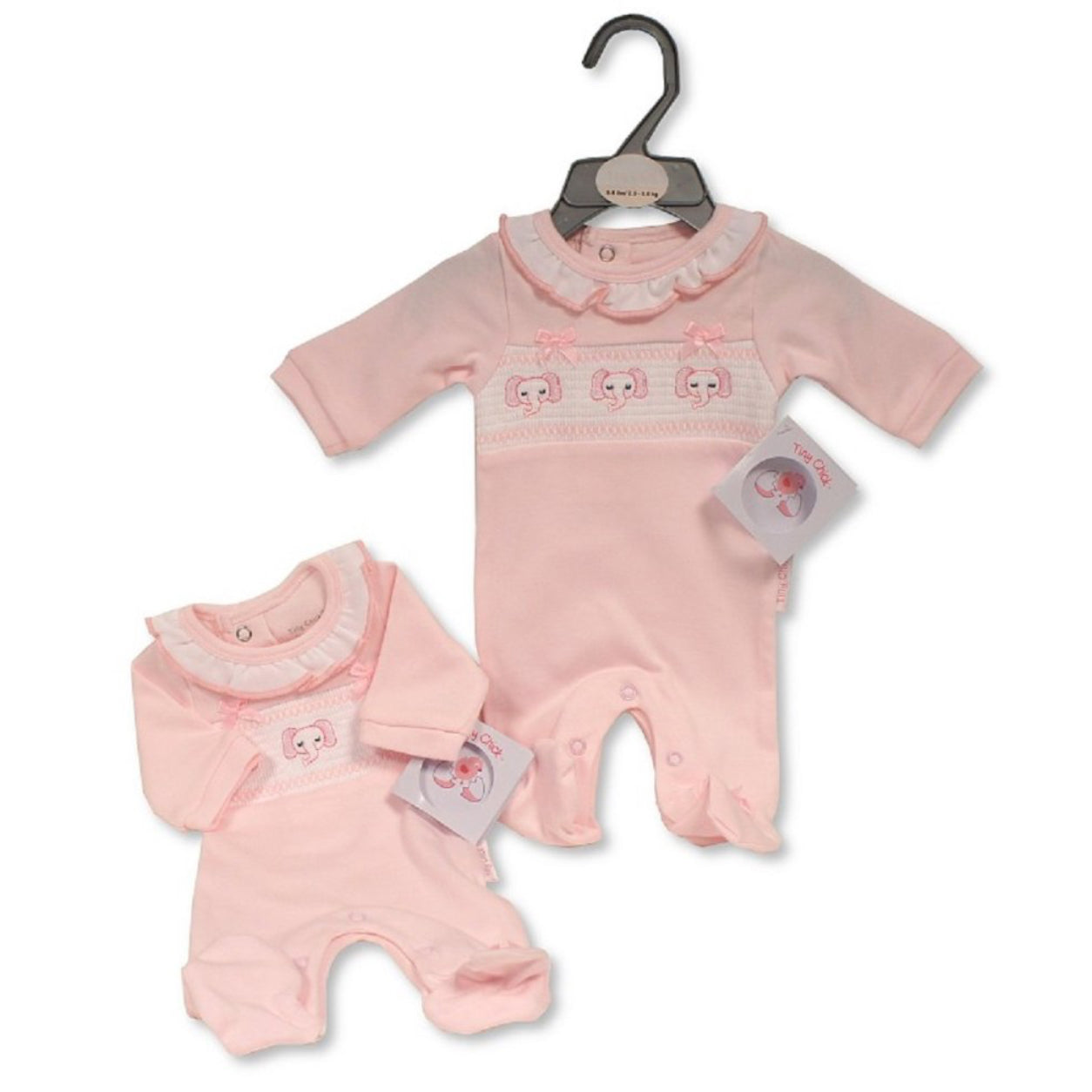 Premature Baby Girls Smocked Sleepsuit