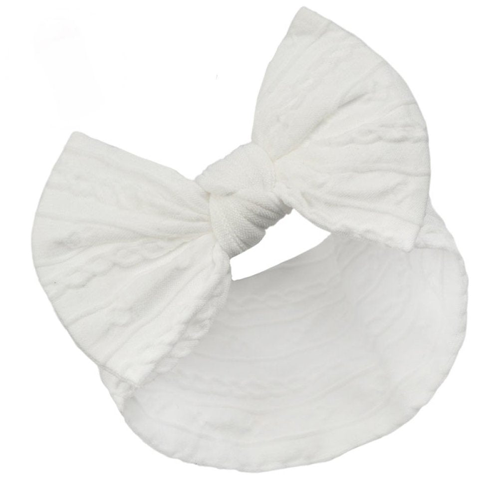 White Cable Headband With Bow