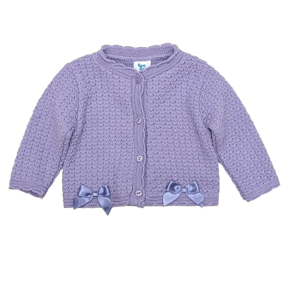 Baby Girls Purple Double Bow Knitted Cardigan