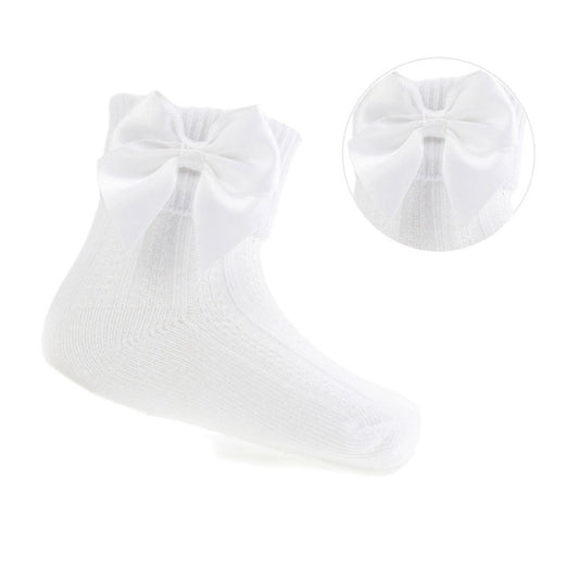 Girls Pom Pom Ankle Socks - White