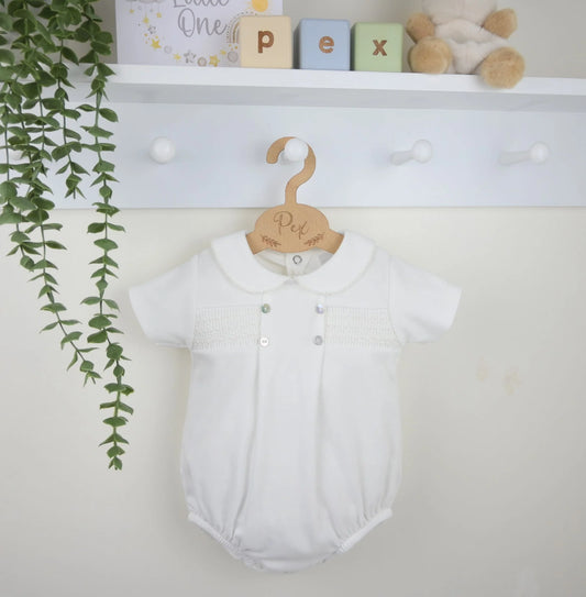 New In PEX Ivory Smocked Cotton Romper