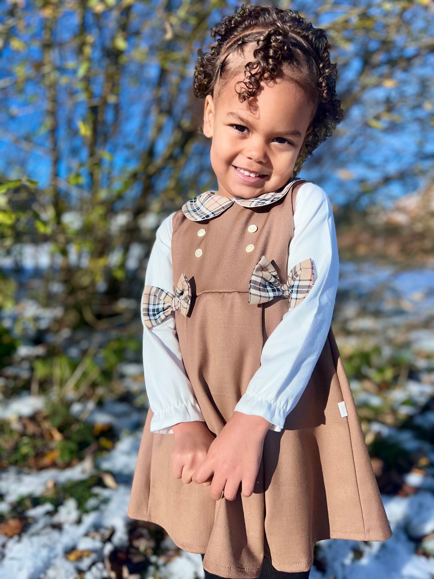 Girls Brown Dress / Burberry Print Bows