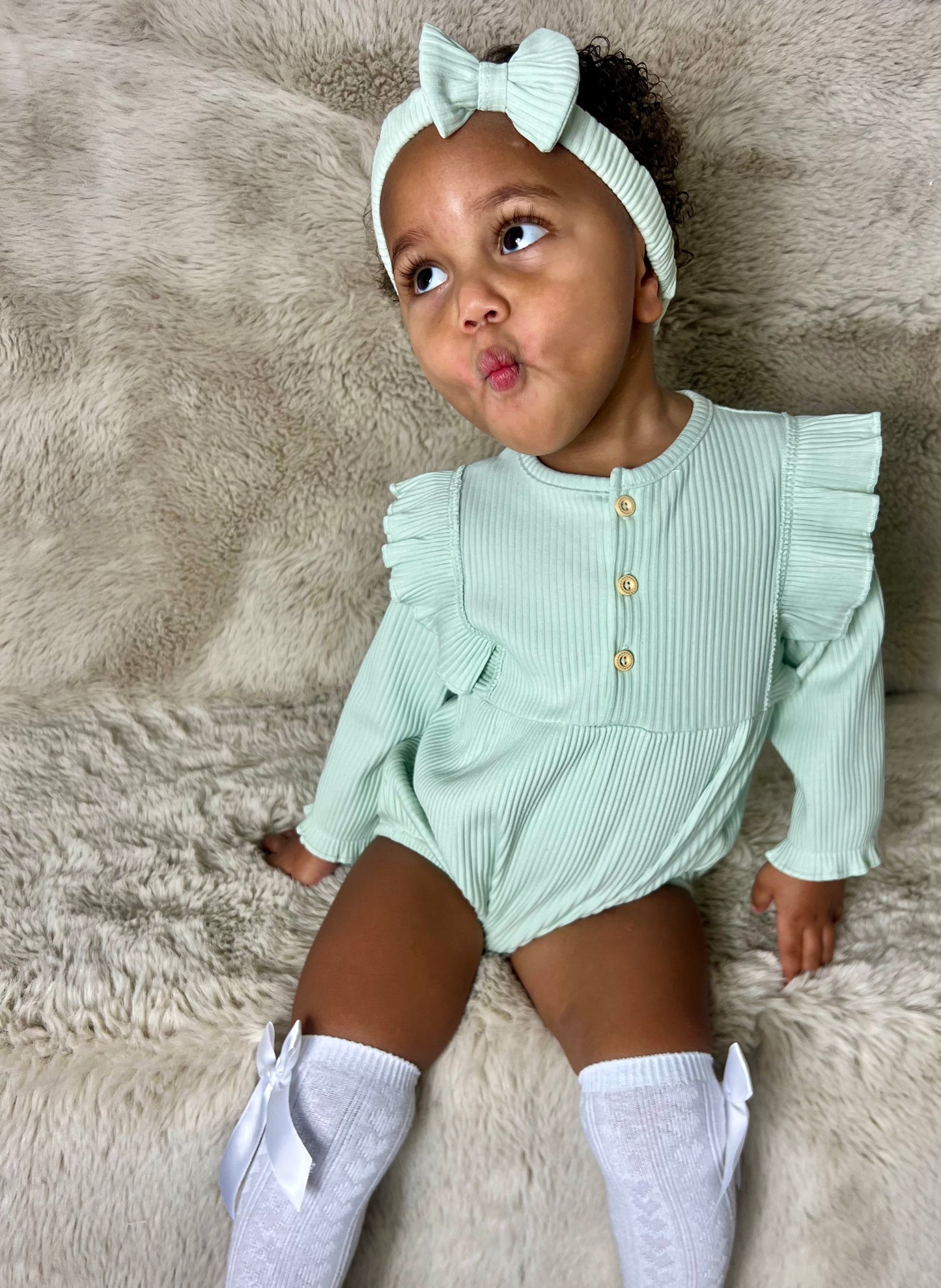 Girls Sage Romper & Headband