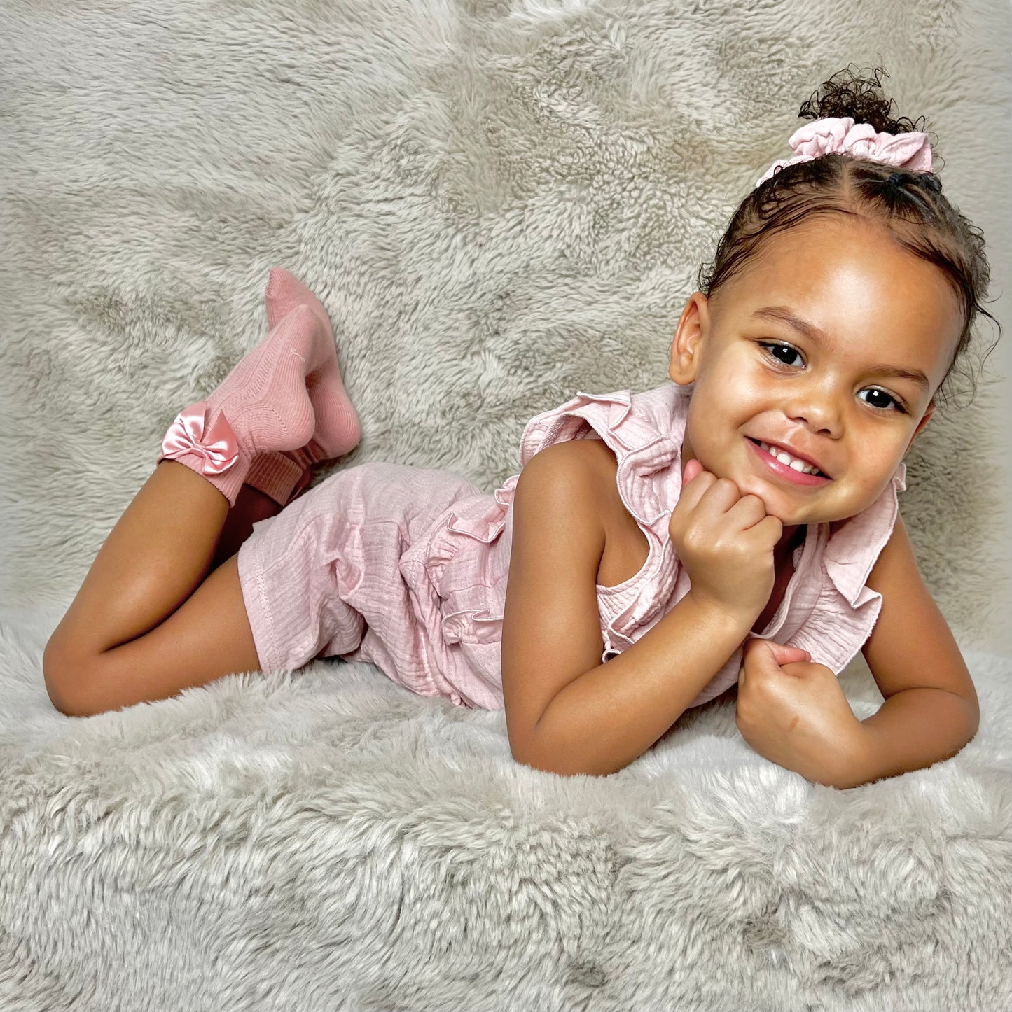 Girls Pink Top, Shorts & Scrunchie