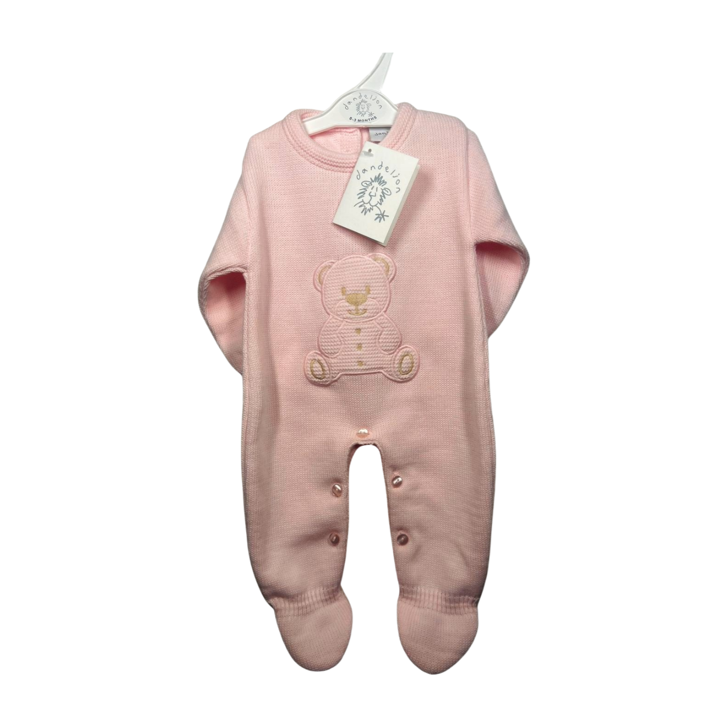 Dandelion Girls Teddy Bear Knitted Onesie - Pink