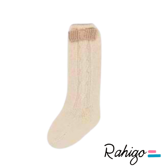 New In Rahigo Cream & Camel Bow Socks - Pre Order