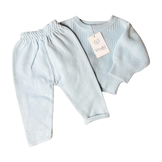 Boys Knitted 2 Piece Set - SKY